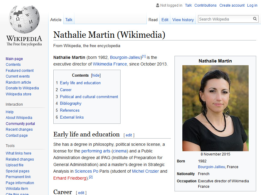 Article Wikipédia sur Nathalie Martin